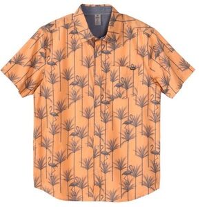 Hurley Orange Casual Button Down Shirt Tropical Style
